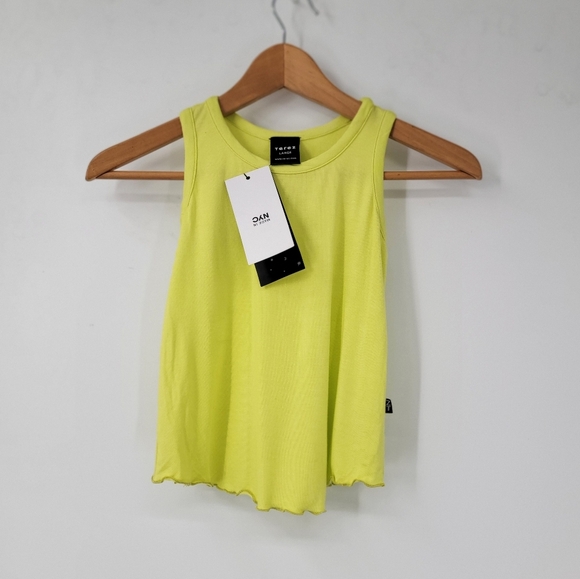 Terez Tank Top Size Large Lightweight Athletic Bright Yellow Cropped Workout Top - Picture 12 of 13